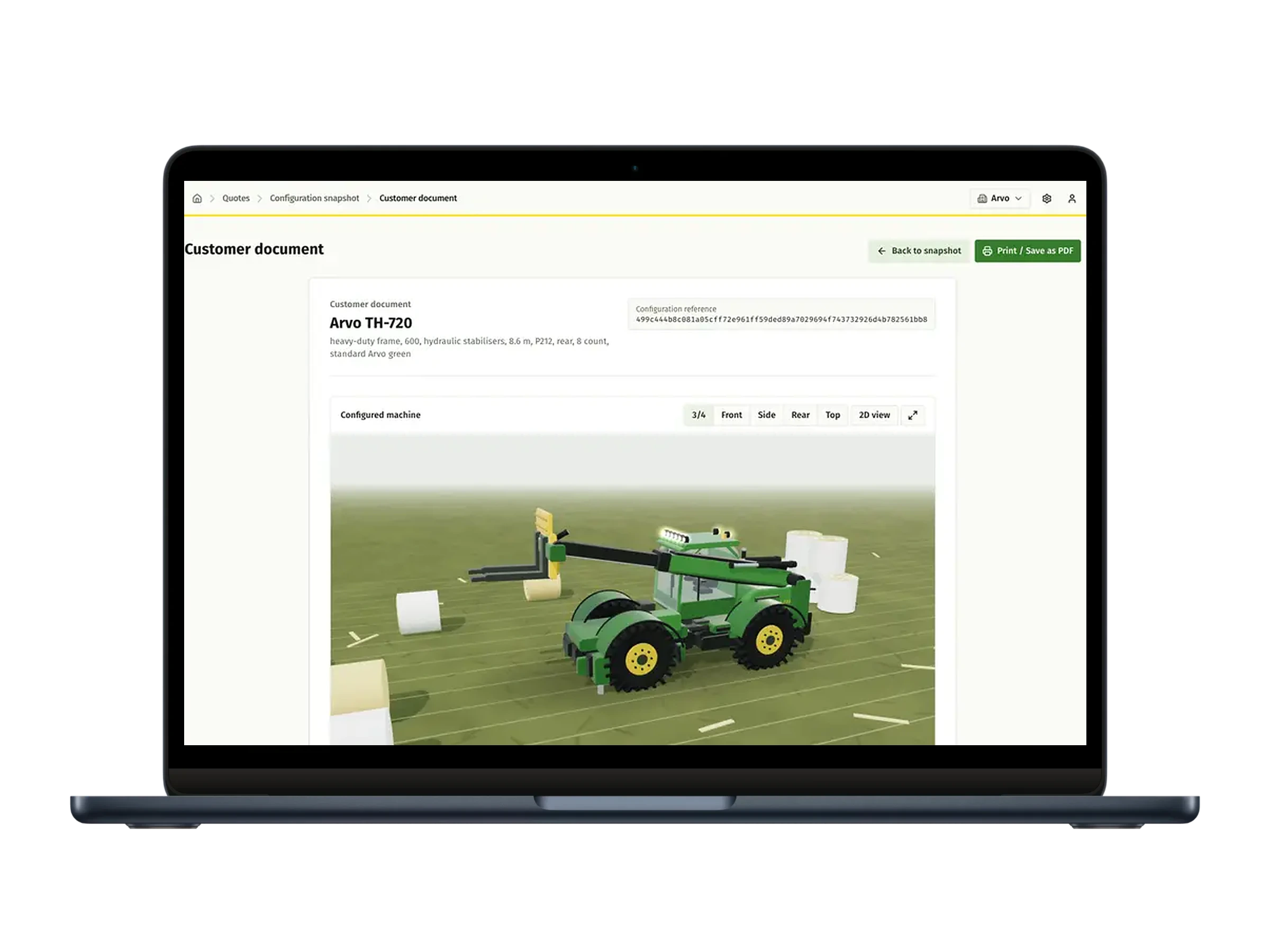 Machinery Configuration & Quoting — Customer document · what the customer receives